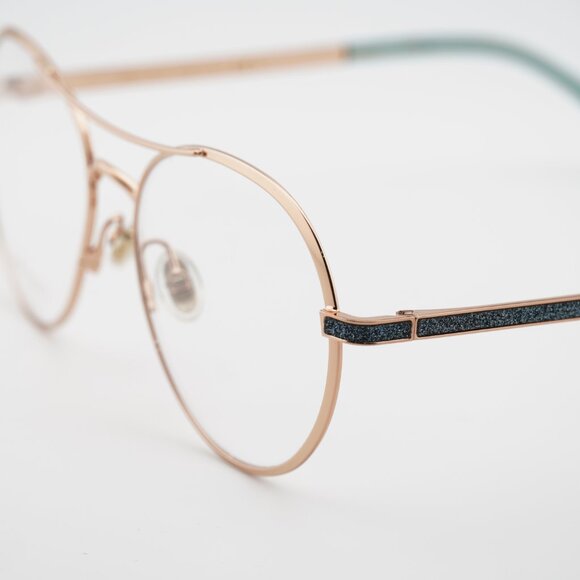 Jimmy Choo JC244 0OGA 00 Eyeglasses Gold/Teal 56mm Round Frame - Picture 2 of 10